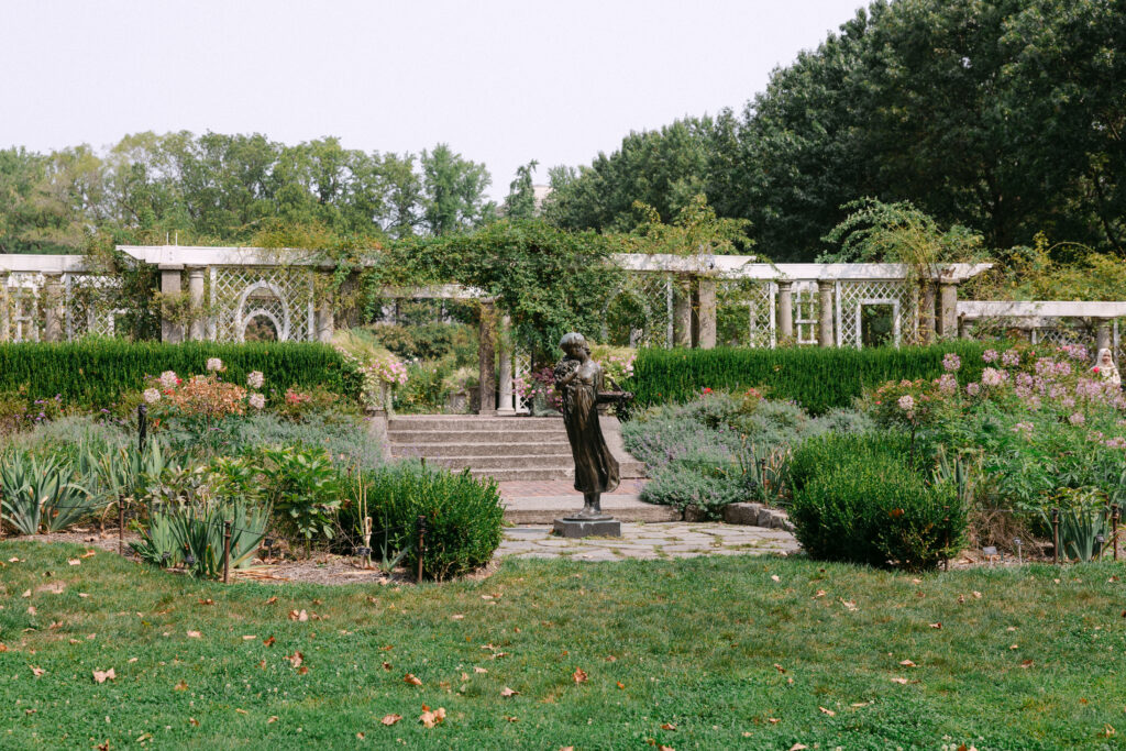 Rose Garden at Brooklyn Botanic Garden in New York City, a romantic proposal location captured by NYC engagement photographer.
