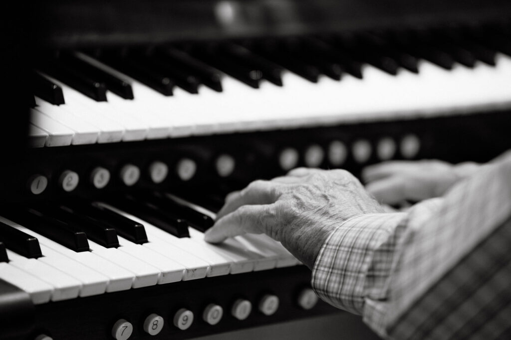 Hands playing piano during a wedding ceremony in New York City