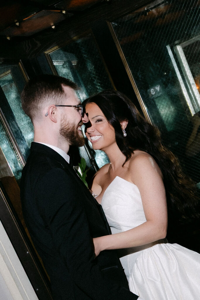 Bride and groom sharing a quiet moment together during their SoHo wedding in New York City