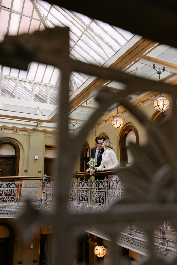 beekman hotel atrium wedding couple photos nyc city hall elopement