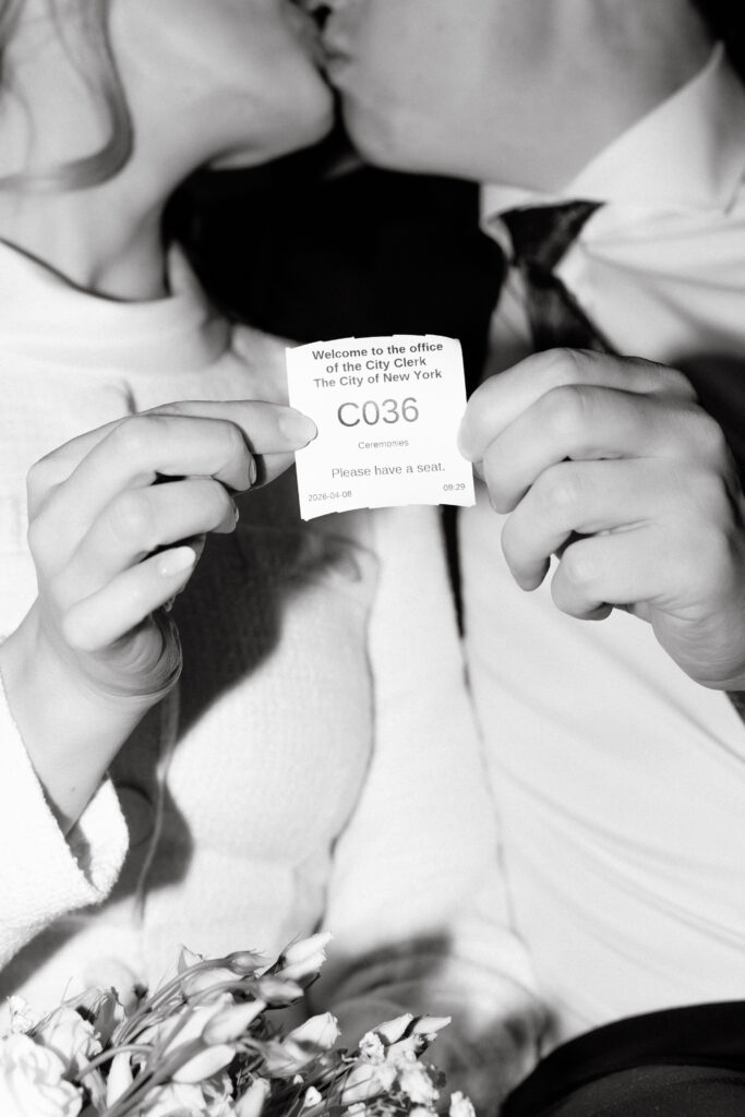 nyc city hall wedding ticket number being called elopement waiting moment